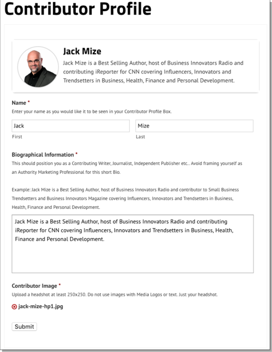 SBT Contributor Profile Complete