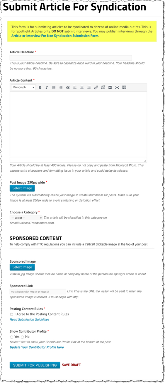 SBT Submit Article