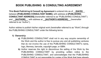 Sample Book Publishing Consultant Agreement